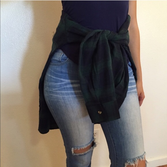 Leah Green Plaid Oversized Boyfriend Flannel - Picture 4 of 7